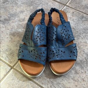Blue Leather Women's Sandals